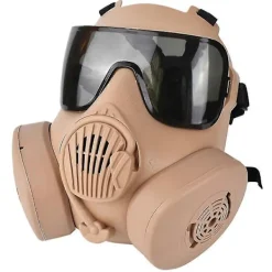 Skyddande Taktisk Andningsmask Helmask Gasmask För Militär Airsoft Skytte Jakt Ridning Cs Spel Cosplay Skydd Brun> Masker