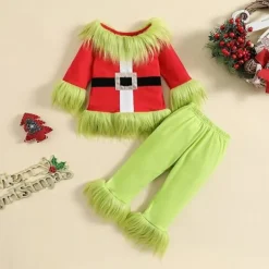 TrueNorth Småbarn Baby Pojkar Flickor Juldräkt Tomte Långärmad Jacka Fleece Kappa Byxor Hatt Helg Cosplay Kläder 10-13 years old><noscript><img width=