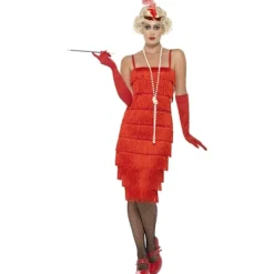 Smiffys Dam/Dam Flapper Kostymset L Röd L> Dräkter
