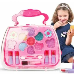 Sminkset för små flickor, tvättbart och giftfritt, riktig smink, leksaker för flickor, kompatibel födelsedagspresent för små flickor><noscript><img width=