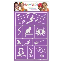 GRIM'TOUT Sminkstencil - Magic - 12 stenciler - Självhäftande - Återanvändbar - Tvättbar> Smink