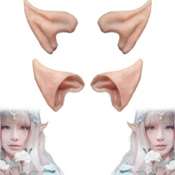 Sömlösa Fantasy Öronproppar för Rollspelsdräkter och Temafester, 2-par, Hudfärg Vit Lysande i Mörker> Smink