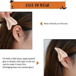 Sömlösa Fantasy Öronproppar för Rollspelsdräkter och Temafester, 2-par, Hudfärg Vit Lysande i Mörker><noscript><img width=