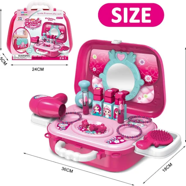 Xuigort Smyckeskrin och kosmetikalådor för barn Flickor Frisörsalong Leksak Present till prinsessa, Rosa> Smink