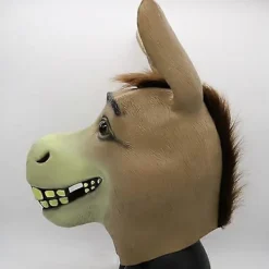 Åsnemask, Halloween Shrek Åsnehuvudmask, Nyhet Deluxe Kostymfest Cosplay Latex Djurhuvudmask för Vuxen><noscript><img width=