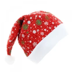 Snöflinga Julhatt Borstad Tyg Flanell Röd Tomteluva> Huvudbonader