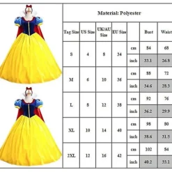 KOOLMEI Snövit Disney Prinsessdräkt Kvinnor Queen Fairytale Klänning+ set Cosplay Festoutfit Halloween Karnevalsfest Födelsedagspresenter L><noscript><img width=