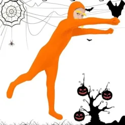 Spandex Morphsuit med ansiktsöppning & falsk mustasch för Halloween[JUN] 150><noscript><img width=