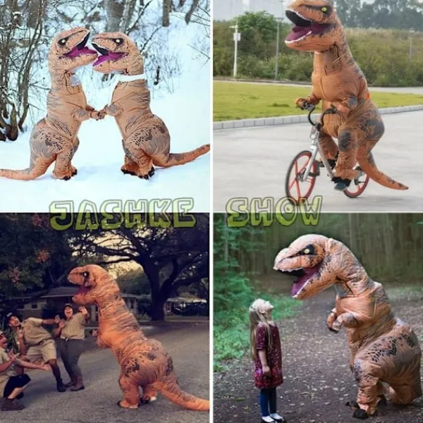 Specialerbjudande! Högkvalitativ Ny Uppblåsbar T-Rex Dinosaurie Kostym Halloween Maskerad för Vuxna (Brun) Brun (ca)> Dräkter