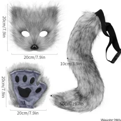 (Specialerbjudande) Konstgjord Päls Räv Svans Katt Varulv Cosplay Kostym Set Plysch Mask Fluffiga Tassar Handskar Halloween Jul Orange Orange Orange | Fyndiq> Dräkter