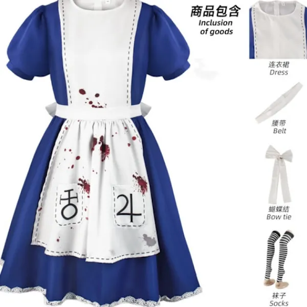 Spel Alice Madness Returns Cosplay Kostym Alice Maid Uniform Vuxen Kvinnor Halloween Anime Tjej Karneval Utklädnad Party [GKS] costume> Dräkter