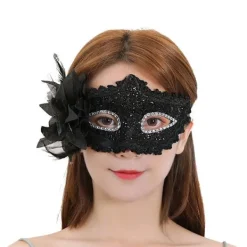 Spets ögonmasker Maskeradmasker SVART><noscript><img width=