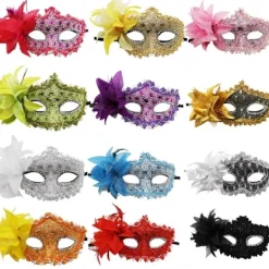 Spets ögonmasker Maskeradmasker SVART><noscript><img width=