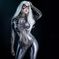 Spiderman Cosplay Kvinna Sexig Zentai Kostym Spandex Body Superhjälte Zentai Kostym Halloween Carniva><noscript><img width=