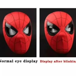 Spiderman Mask med Ringfjärrkontroll för Blinkande Ögon Blinkande Hjälm Cosplay Party Halloween Mask Rekvisita><noscript><img width=