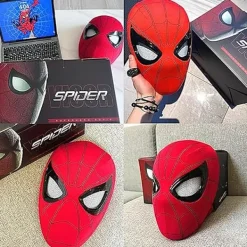 Spindelmannen Mask Cosplay Rörliga Ögon Elektronisk Mask Spider Man 1:1 Fjärrkontroll Elastiska Leksaker För Vuxna Barn Present><noscript><img width=