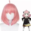 FMYSJ Spyfamily Anya Peruk Dam Rosa Bob Kort Hår Peruker Cosplay Party Hela Huvudet Peruker Tw (FMY)> Peruker