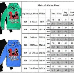 Squid Game Barn Sport Träningsdräkt Set Hooded Hoodie Byxor Outfit Kläder 15-16 Years> Dräkter