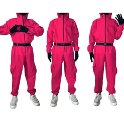 Squid Game Dräkt / Maskeraddräkt - Cosplay Kostym Röd -FD- M><noscript><img width=