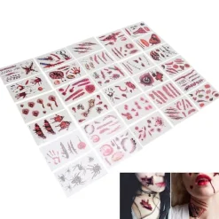 Sår Tatueringar Temporär Halloween Dekoration Cosplay Party Smink 30 Ark><noscript><img width=