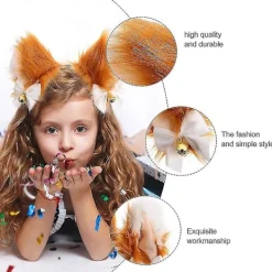 1st Cat Ears Pannband Cosplay Girls Dam Söt Party Pannband Khaki><noscript><img width=