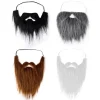 4st falska skägg, halloweenskägg, jultomteskägg, vitt långt hår, svart skägg, festskägg> Tillbehör