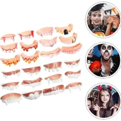 24st Falska Tänder Halloween Fula Tänder Roliga Falska Tänder Party Falska Tänder><noscript><img width=