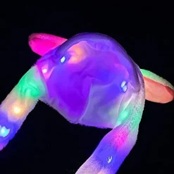 Söt kaninhatt med öron som rör sig och hoppar, rolig djurplyschkaninhattar><noscript><img width=