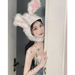 Söt Kaninhatt Öronhuvudband Mössa Kanin Cosplay Fotorekvisita Roliga Rekvisita Mjuk Nyhet Klä Upp Fest Evenemang Kostym><noscript><img width=