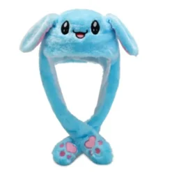 EURL Söt Kaninmössa med Rörliga Öron Mjuk Rolig Leksaksmössa Blå> Huvudbonader