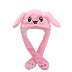 Söt kaninmössa med rörliga öron - Mjuk rolig leksaksmössa - Julklapp barn - Rosa -max> Huvudbonader