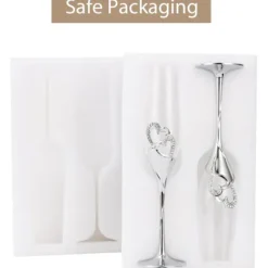 EURL st Kristall Champagneglas Guld Metallställ Vinglas Fest, Alla hjärtans dag-present 200ml><noscript><img width=