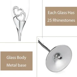 EURL st Kristall Champagneglas Guld Metallställ Vinglas Fest, Alla hjärtans dag-present 200ml><noscript><img width=