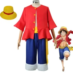 4st Luffy set Halloween animedräkt för barn vuxen Kid-M> Dräkter