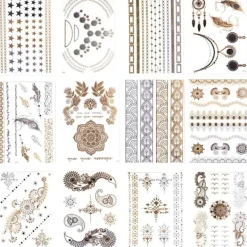 Otego 10st Metallic Tatuering guld / silver , metal flash tattoo> Smink