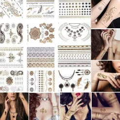 Otego 10st Metallic Tatuering guld / silver , metal flash tattoo><noscript><img width=