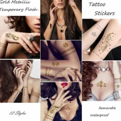 Otego 10st Metallic Tatuering guld / silver , metal flash tattoo><noscript><img width=