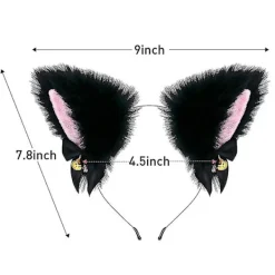 Söt Plush Kattöron Huvudband Hårband med Klocka Cosplay Tillbehör för Kvinnor och Flickor> Huvudbonader