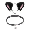 Söt Plysch för Kattöron Klockor Hårband Läder Choker Halsband Cosplay Huvudbonad> Huvudbonader