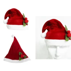 Söt Santa-hatt i sammetsplysch för vuxna> Huvudbonader