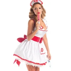 KOOLMEI Söt sexig sjuksköterskeuniform Sexiga underkläder Cosplay Hembiträde Het kostym Babydoll Klänning Erotisk rollspel> Dräkter