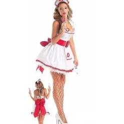 KOOLMEI Söt sexig sjuksköterskeuniform Sexiga underkläder Cosplay Hembiträde Het kostym Babydoll Klänning Erotisk rollspel> Dräkter