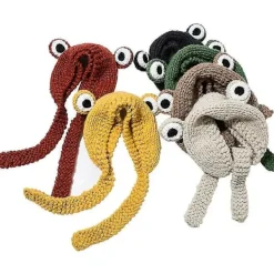 FMYSJ Söt vintermössa - utomhusvärmare stickad tecknad grodmössa med öron, grön (FMY)><noscript><img width=