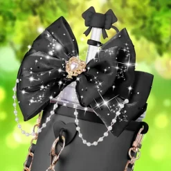 Stanley Cup Ny Dekorativt Sugrörsskydd Koppärm Koppkedja med Rosett Paljett Hänge och Plysch Pom-Pom Hänge><noscript><img width=