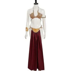 Star Wars Jedi Riddarens Återkomst Cosplay Kostym Prinsessan Leia Slav Uniform Dräkt Dam Sexig Golden Bikini Set för Halloween Karneval Fest M> Dräkter