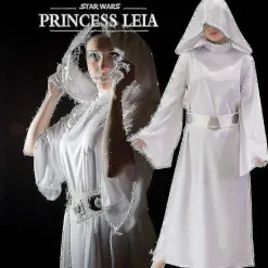 LAIQIANKUA Star Wars Kostym Prinsessan Leia Organa Solo Outfit Vit Klänning Z> Dräkter