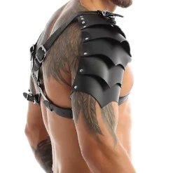 Steampunk Gotisk PU Läder Dubbel Axel Sele Bröstrem för Cosplay[JUN]><noscript><img width=