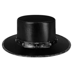Steampunk Pesten Doktor Hatt, Cylinderhatt, PU Läder, Svart Platt Cylinderhatt för Halloween Cosplay Kostym Rekvisita, Maskerad Tillbehör> Huvudbonader