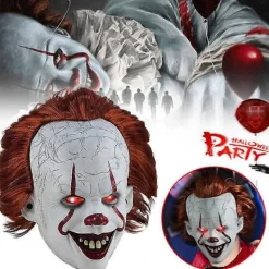 FMYSJ Stephen Kings Det Mask Pennywise Clown Mask Halloween Cosplay Läskig Joker Mask (FMY)> Masker