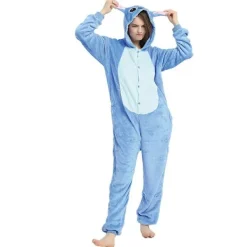LEIGELE Stich Onesie Pyjamas för Vuxna Anime Stitch Angel Söt Kostym Jumpsuit Onesies Hooded Sovkläder Halloween Cosplay för Män Kvinnor LGL S suits 142-150cm | Fyndiq> Dräkter